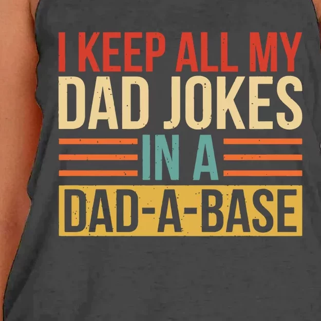 I Keep All My Dad Jokes In A Dad A Base Women's Knotted Racerback Tank