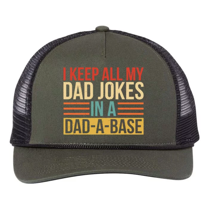 I Keep All My Dad Jokes In A Dad A Base Retro Rope Trucker Hat Cap