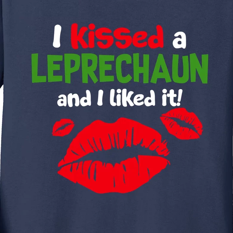 I Kissed A Leprechaun St Patricks Outfit Kids Long Sleeve Shirt