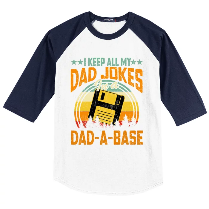 I Keep All My Dad Jokes In A Dadgreat Giftagreat Giftbase Vintage Father Dad Gif Baseball Sleeve Shirt