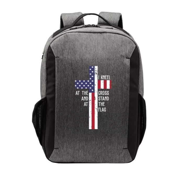 I Kneel At The Cross And Stand At The Flag USA Cross Vector Backpack