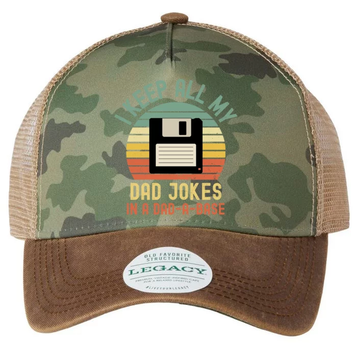 I Keep All My Dad Jokes In A Dadmeaningful Giftameaningful Giftbase Vintage Fath Legacy Tie Dye Trucker Hat