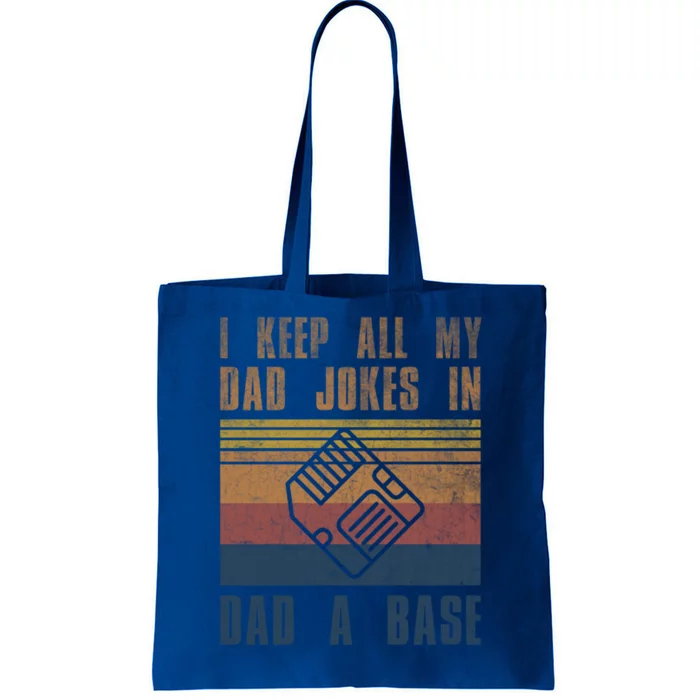 I Keep All My Dad Jokes In A Dadgiftagiftbase Vintage Fathers Day Cool Gift Tote Bag