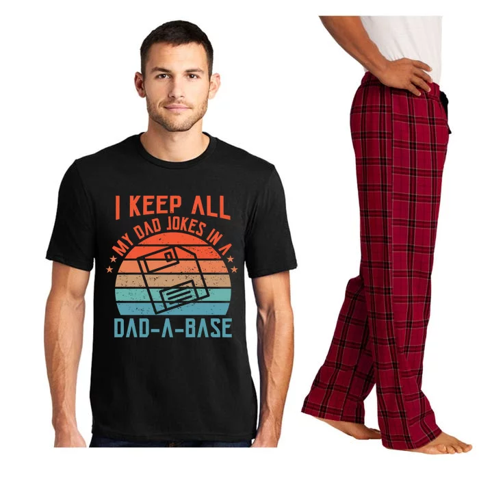 I Keep All My Dad Jokes In A Dadgreat Giftagreat Giftbase Vintage Retro Gift Pajama Set