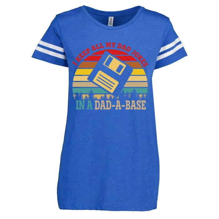 I Keep All My Dad Jokes In A Dadgiftagiftbase Vintage Fathers Day Gift Enza Ladies Jersey Football T-Shirt