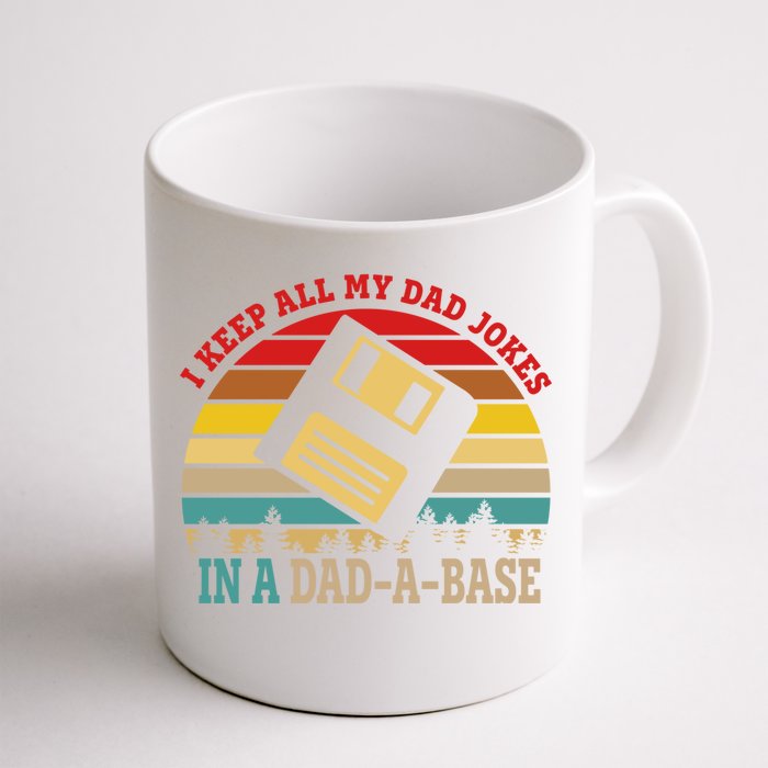 I Keep All My Dad Jokes In A Dadgiftagiftbase Vintage Fathers Day Gift Front & Back Coffee Mug