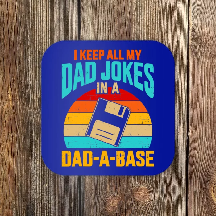 I Keep All My Dad Jokes In A Dadgiftagiftbase Vintage Fathers Day Meaningful Gif Coaster