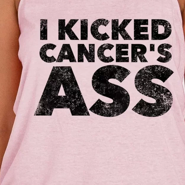 I Kicked Cancer's Ass Meaningful Gift Cancer Survivor Warrior Quote Saying Gift Women's Knotted Racerback Tank