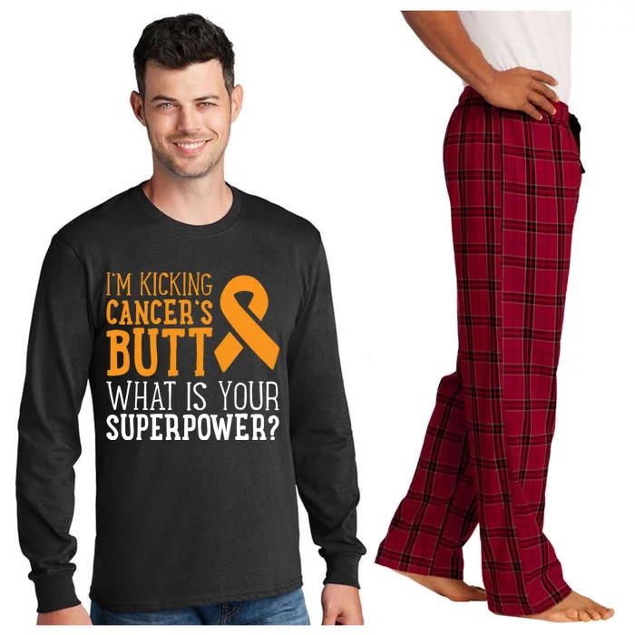 I'm Kicking Cancer's Butt Leukemia Awareness Survivor Gift Cute Gift Long Sleeve Pajama Set