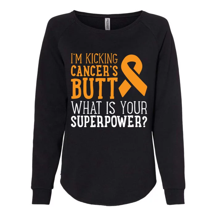 I'm Kicking Cancer's Butt Leukemia Awareness Survivor Gift Cute Gift Womens California Wash Sweatshirt