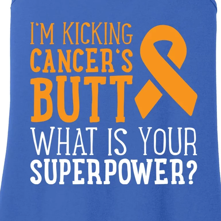 I'm Kicking Cancer's Butt Leukemia Awareness Survivor Gift Cute Gift Ladies Essential Tank