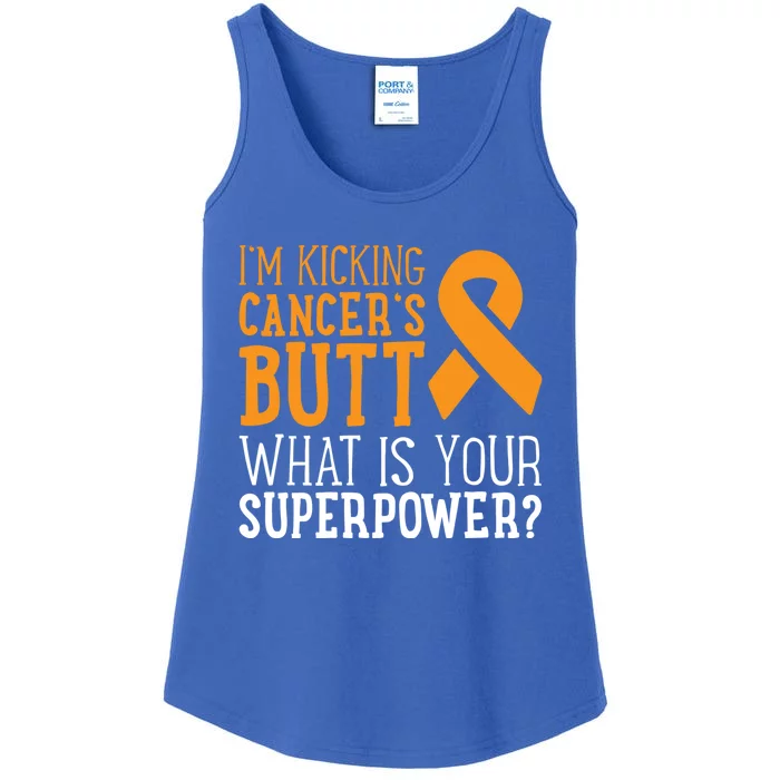 I'm Kicking Cancer's Butt Leukemia Awareness Survivor Gift Cute Gift Ladies Essential Tank