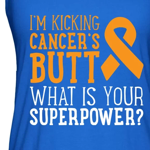 I'm Kicking Cancer's Butt Leukemia Awareness Survivor Gift Cute Gift Ladies Essential Flowy Tank