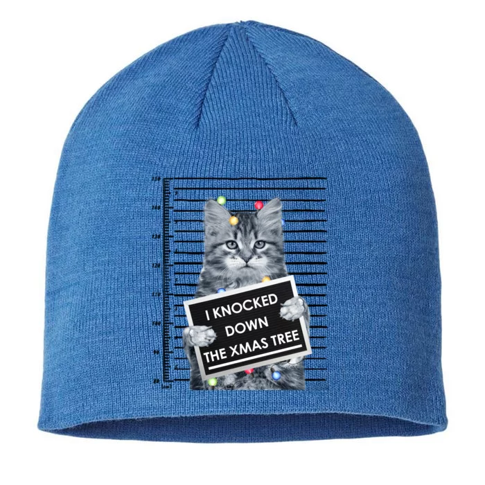 I Knocked Down The Xmas Tree Funny Christmas Kitty Cat Lover Cool Gift 8 1/2in Sustainable Knit Beanie