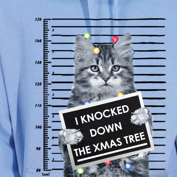 I Knocked Down The Xmas Tree Funny Christmas Kitty Cat Lover Cool Gift Unisex Surf Hoodie