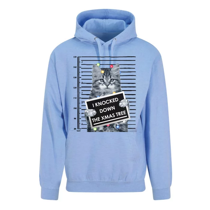 I Knocked Down The Xmas Tree Funny Christmas Kitty Cat Lover Cool Gift Unisex Surf Hoodie