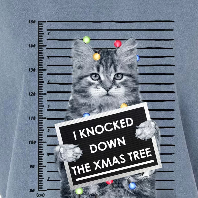 I Knocked Down The Xmas Tree Funny Christmas Kitty Cat Lover Gift Garment-Dyed Women's Muscle Tee