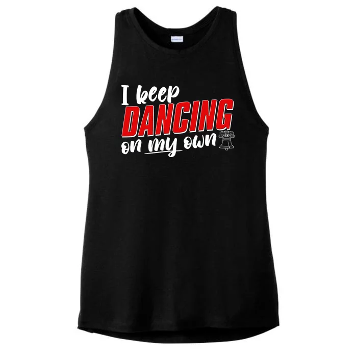 I Keep Dancing On My Own Philadelphia Baseball Ladies Tri-Blend Wicking Tank