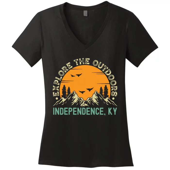 Independence Kentucky Explore The Outdoors Women's V-Neck T-Shirt