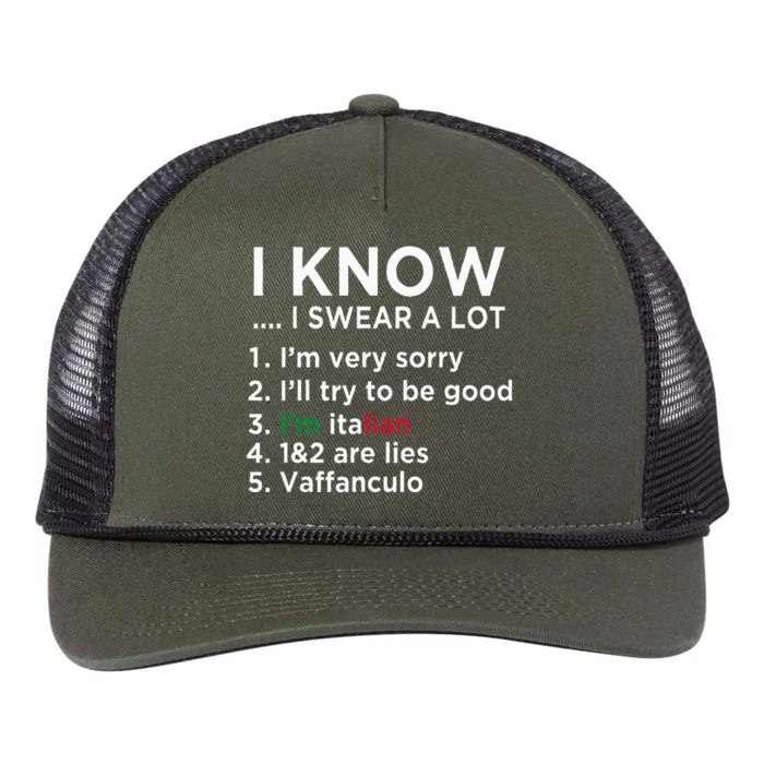 I Know I Swear A Lot IM Italian Funny Italian Saying Retro Rope Trucker Hat Cap