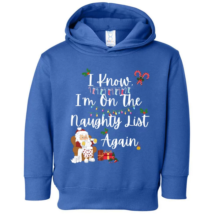 I Know IM On The Naughty List Again Santa Candy Xmas Holly Cute Gift Toddler Hoodie