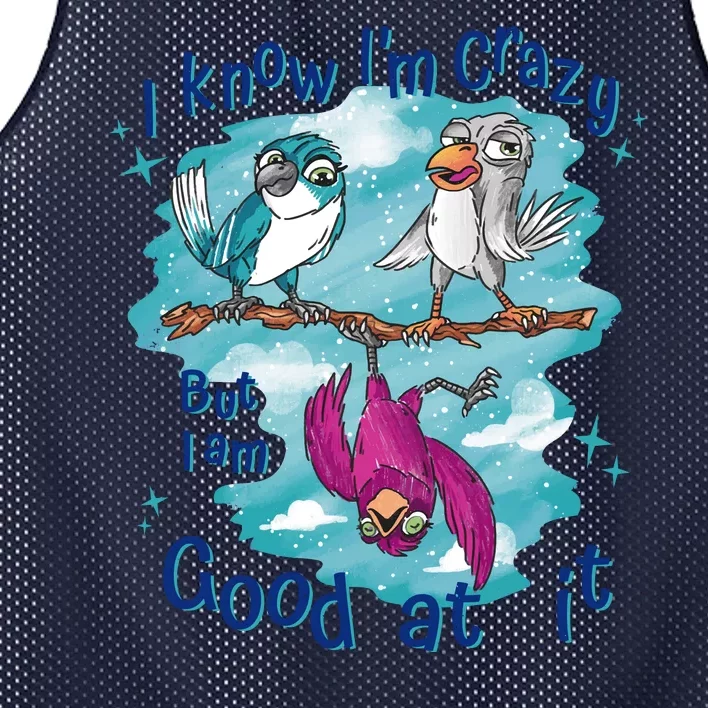 I Know I'm Crazy Funny Birds Mesh Reversible Basketball Jersey Tank