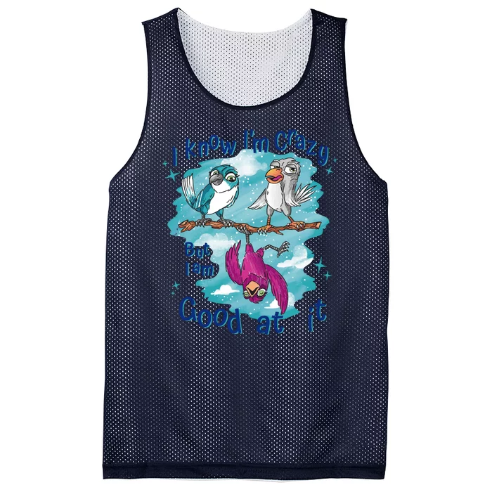 I Know I'm Crazy Funny Birds Mesh Reversible Basketball Jersey Tank