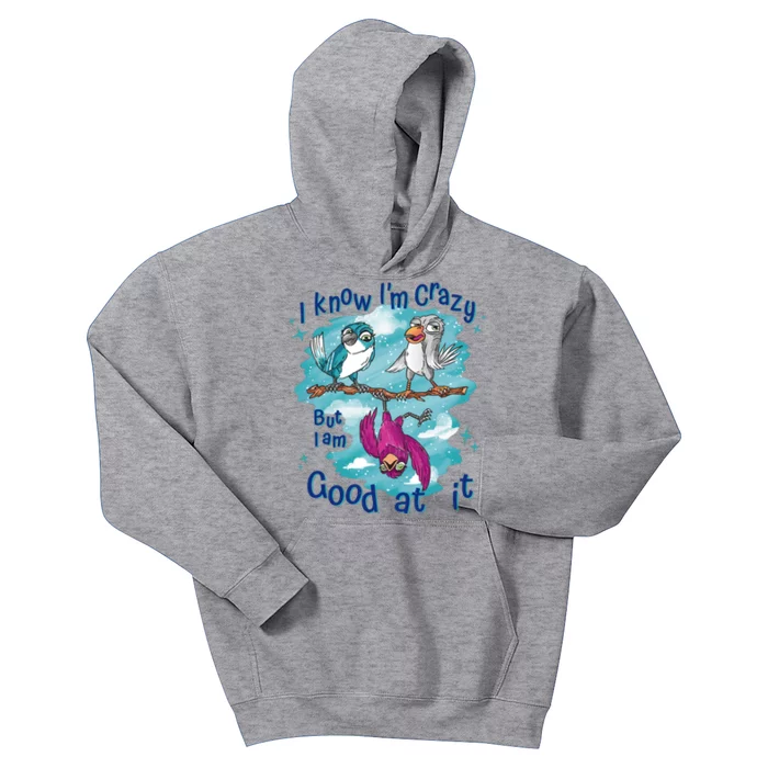 I Know I'm Crazy Funny Birds Kids Hoodie