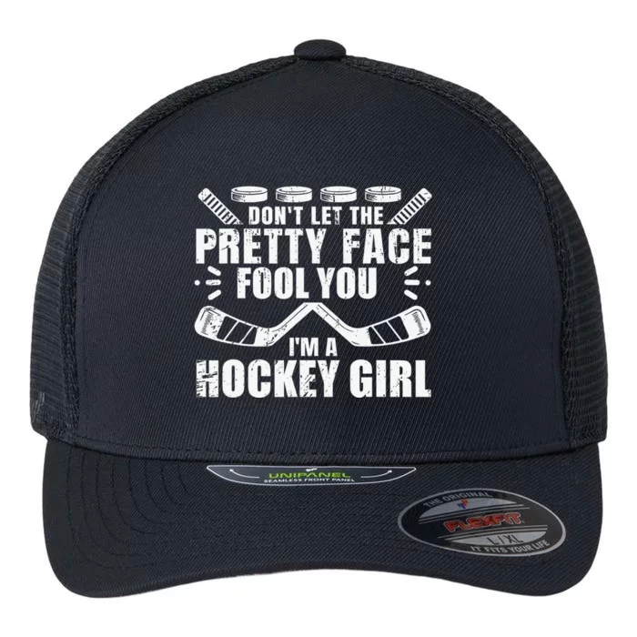 I Know I Play Like A  Field Hockey Player Hockey Fan Flexfit Unipanel Trucker Cap