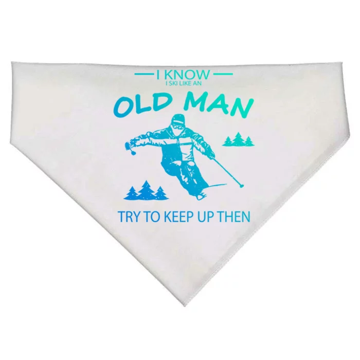 I Know I Ski Like An Old Skier Vacation Meaningful Gift USA-Made Doggie Bandana