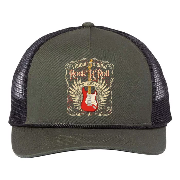 I Know ItS Only RockNRoll But I Like It Rock Music Fan Retro Rope Trucker Hat Cap