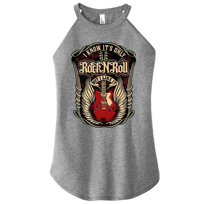 I Know ItS Only Rock And Roll Women’s Perfect Tri Rocker Tank