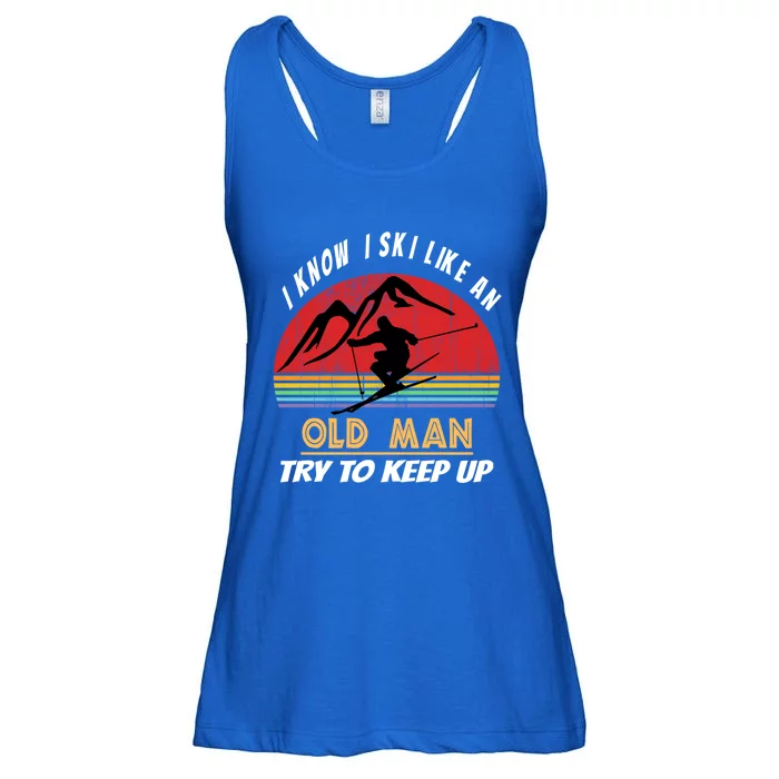 I Know I Ski Like An Old Try To Keep Up Vintage Gift Great Gift Ladies Essential Flowy Tank