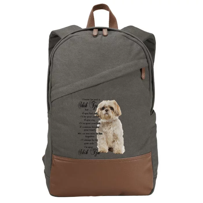 I Know Im Just A Shih Tzu Puppy Face Shitzu Gifts For Women Cotton Canvas Backpack