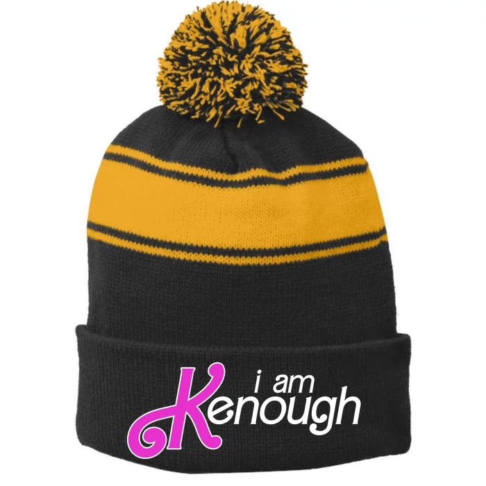 Im Ken I Am Kenough Funny Enough Movie Meme Stripe Pom Pom Beanie