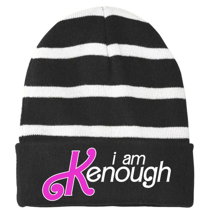 Im Ken I Am Kenough Funny Enough Movie Meme Striped Beanie with Solid Band