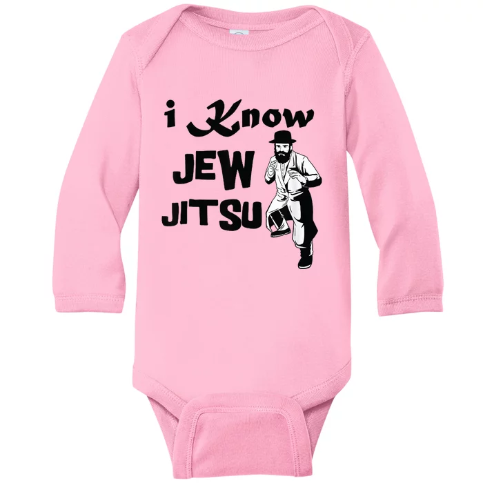 I know Jew Jitsu Rabbi Horah Dance Jiu Jitsu Jewish Man Baby Long Sleeve Bodysuit