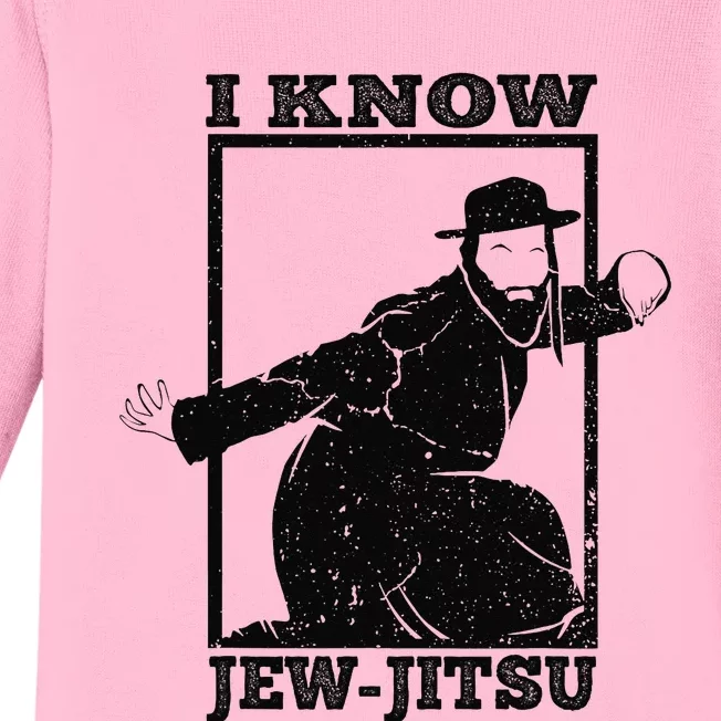 I Know Jew Jitsu Funny Jiu Jitsu Pun Jewish Martial Art Baby Long Sleeve Bodysuit