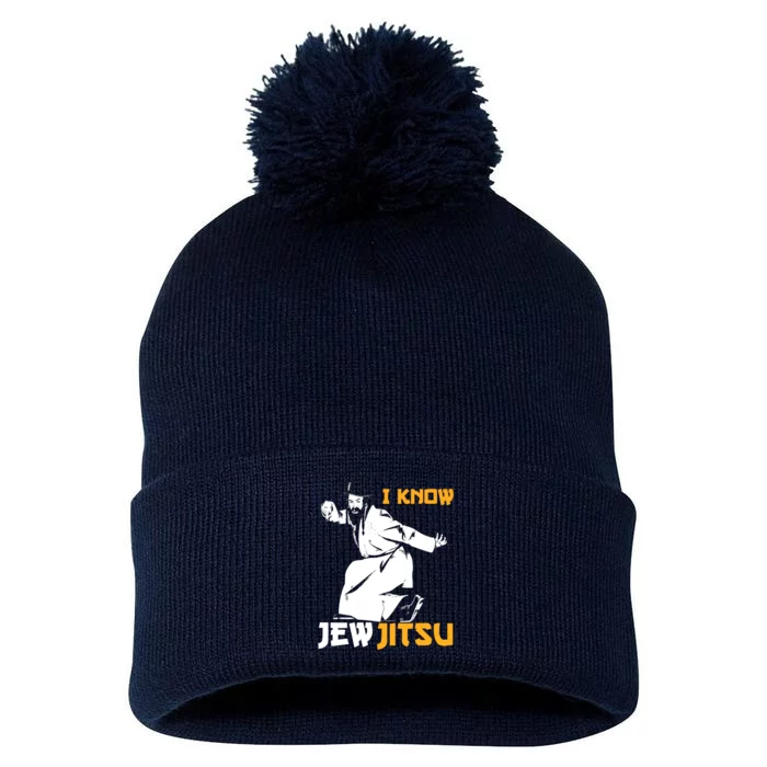 I Know Jew Jitsu Pom Pom 12in Knit Beanie