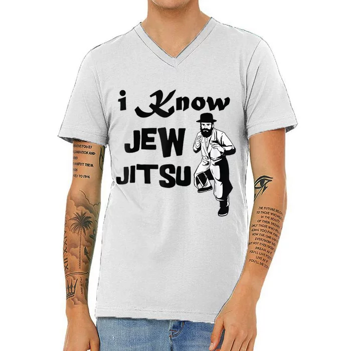 I Know Jew Jitsu Rabbi Horah Dance Jiu Jitsu Jewish V-Neck T-Shirt