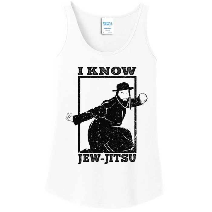 I Know Jew Jitsu Funny Jiu Jitsu Pun Jewish Martial Art Ladies Essential Tank