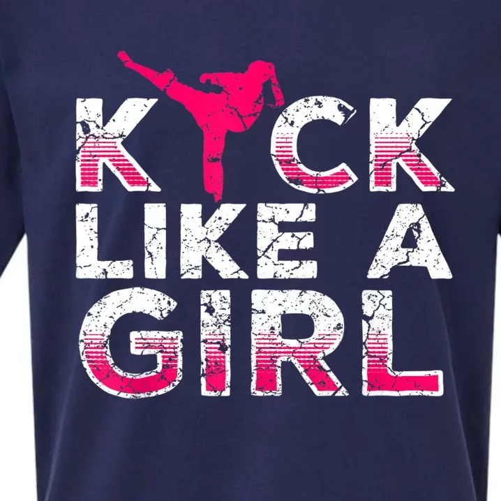 I Kick Like A Girl Gift Funny Karate Kickboxing Girl Gift Sueded Cloud Jersey T-Shirt