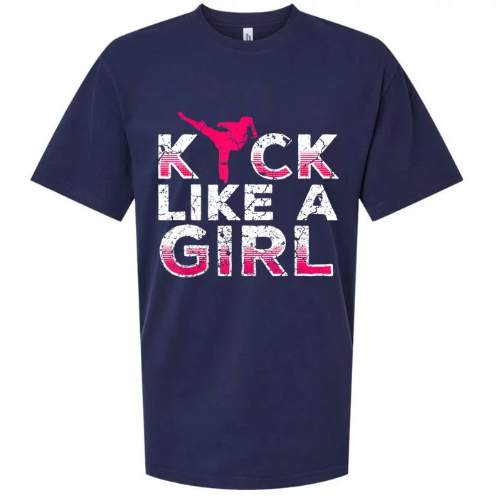 I Kick Like A Girl Gift Funny Karate Kickboxing Girl Gift Sueded Cloud Jersey T-Shirt