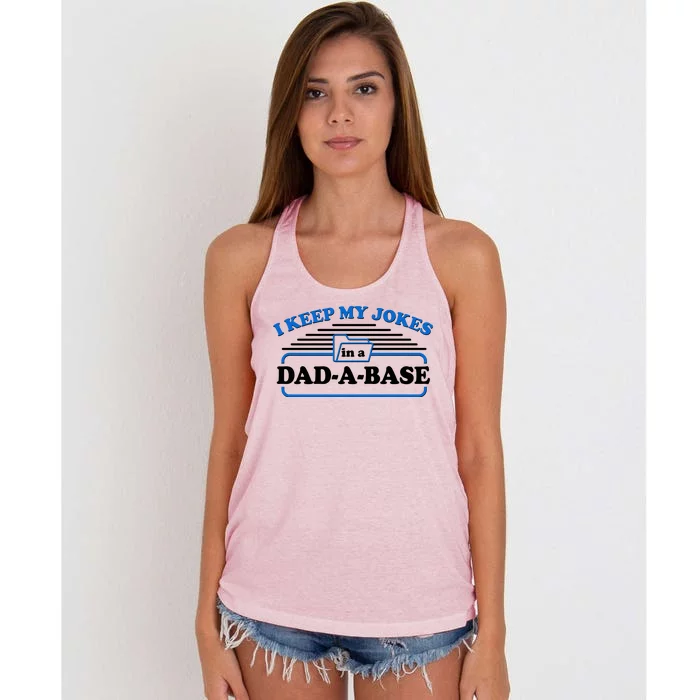 I Keep My Jokes In A DadABase Women's Knotted Racerback Tank