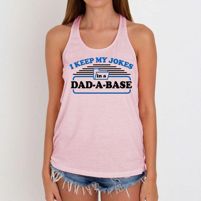 I Keep My Jokes In A DadABase Women's Knotted Racerback Tank