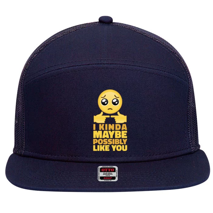 I Kind Maybe Possibly Like You Emoji 7 Panel Mesh Trucker Snapback Hat