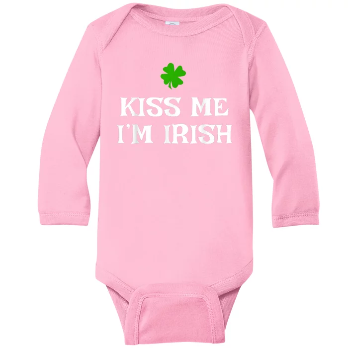 Irish Kiss Me Im Irish St Patricks Day Baby Long Sleeve Bodysuit