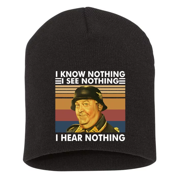 I Know Nothing See Nothing Hear Nothing Vintage Short Acrylic Beanie