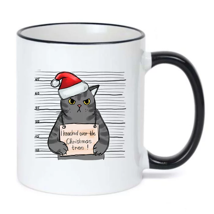 I Knocked Over The Christmas Tree Funny Cat Christmas Gift Black Color Changing Mug