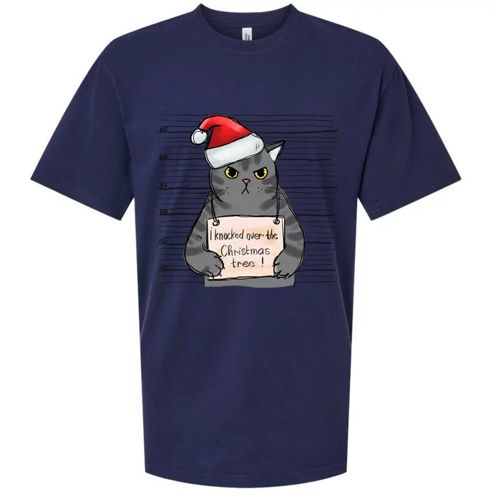 I Knocked Over The Christmas Tree Funny Cat Christmas Gift Sueded Cloud Jersey T-Shirt